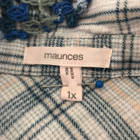 Upcycled Maurices Cowgirl Boho Dip-Dye Grunge Quilt Flannel Shirt Size 1X - Picture 7 of 7